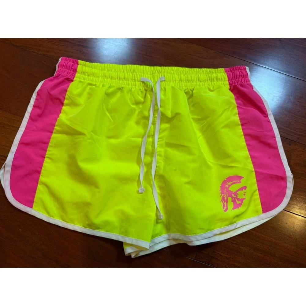 USC Trojans Neon Workout Shorts Running | Yellow Pink | Size Medium *Runs Small